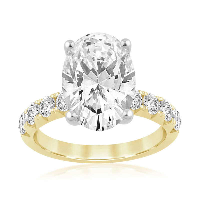 Oval-Cut Lab Grown 4.5ctw. Diamond Cathedral Engagement Ring in 14k Yellow Gold image number null
